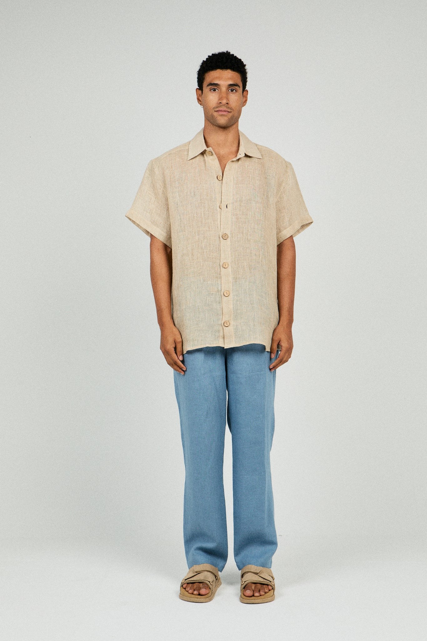 Oversized Textured Linen Shirt