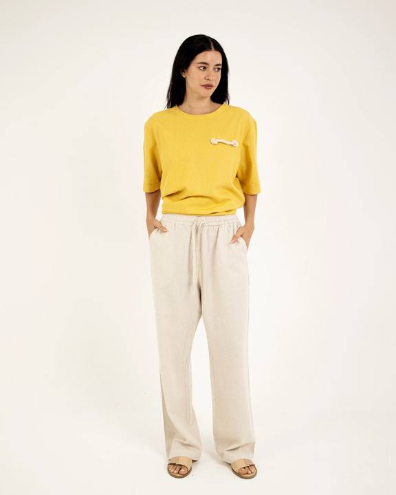 STRAIGHT-LEG LINEN PANTS