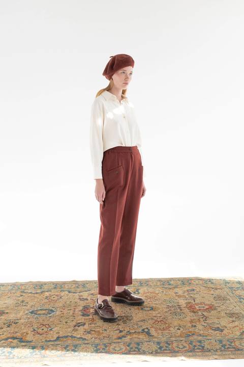 HERRINGBONE RELAXED-FIT TAILORED CASHMERE MERINO WOOL PANTS