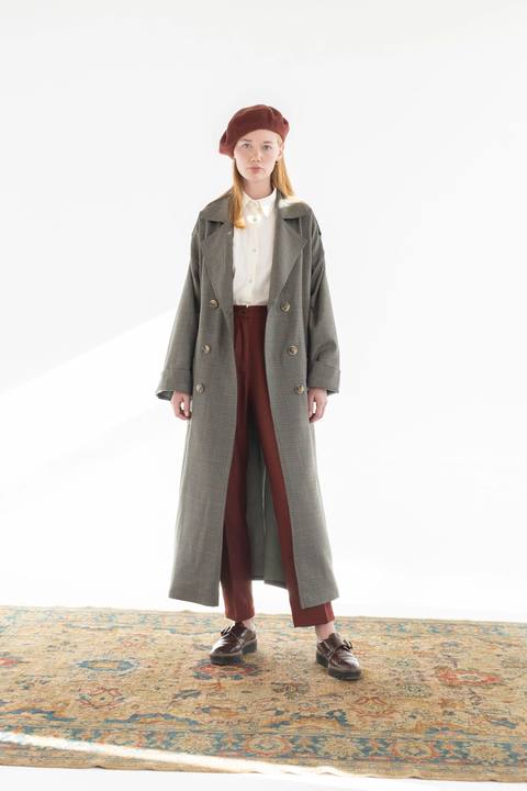 DOUBLE-BREASTED CASHMERE MERINO WOOL TRENCH COAT