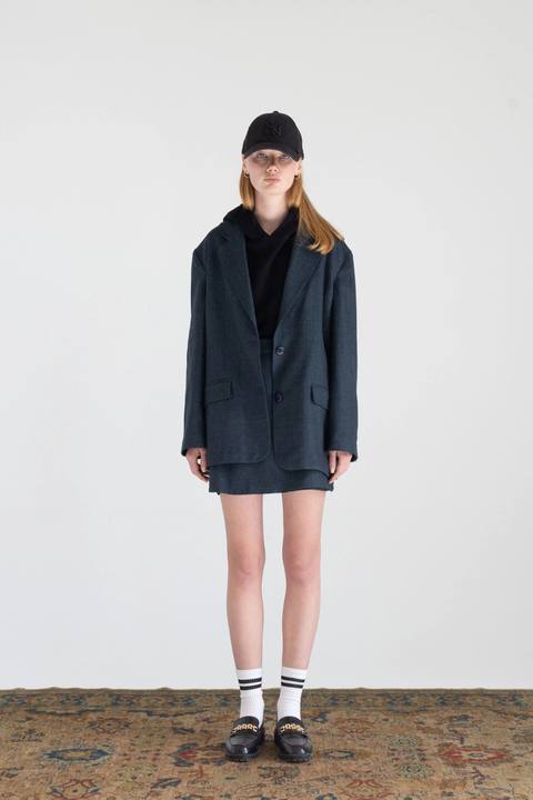SINGLE-BREASTED OVERSIZED CASHMERE MERINO WOOL BLAZER