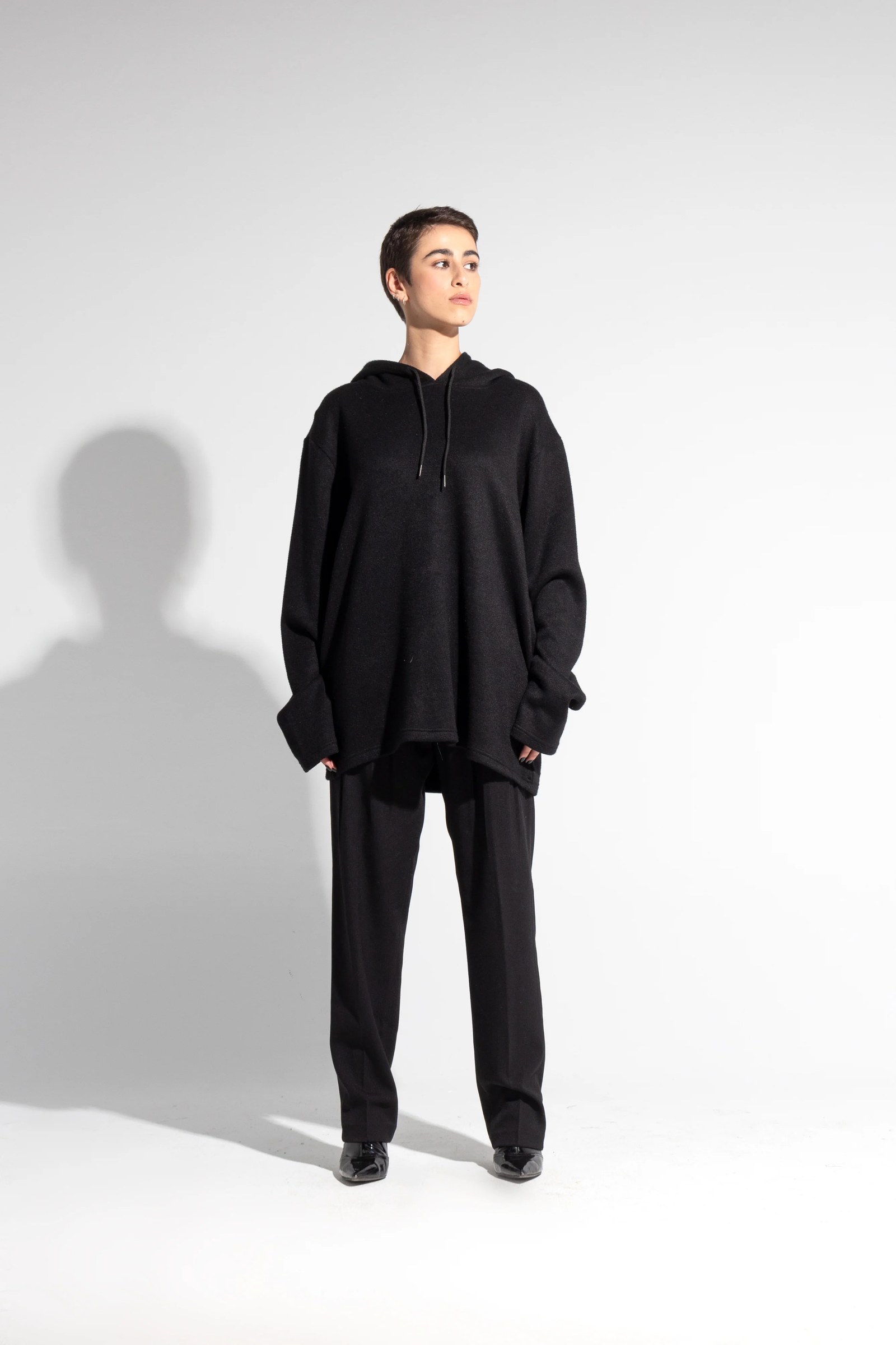 OVERSIZED-FIT WOOL KNIT HOODIE