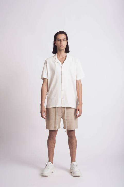 SHORT SLEEVE CAMP-COLLAR LINEN SHIRT