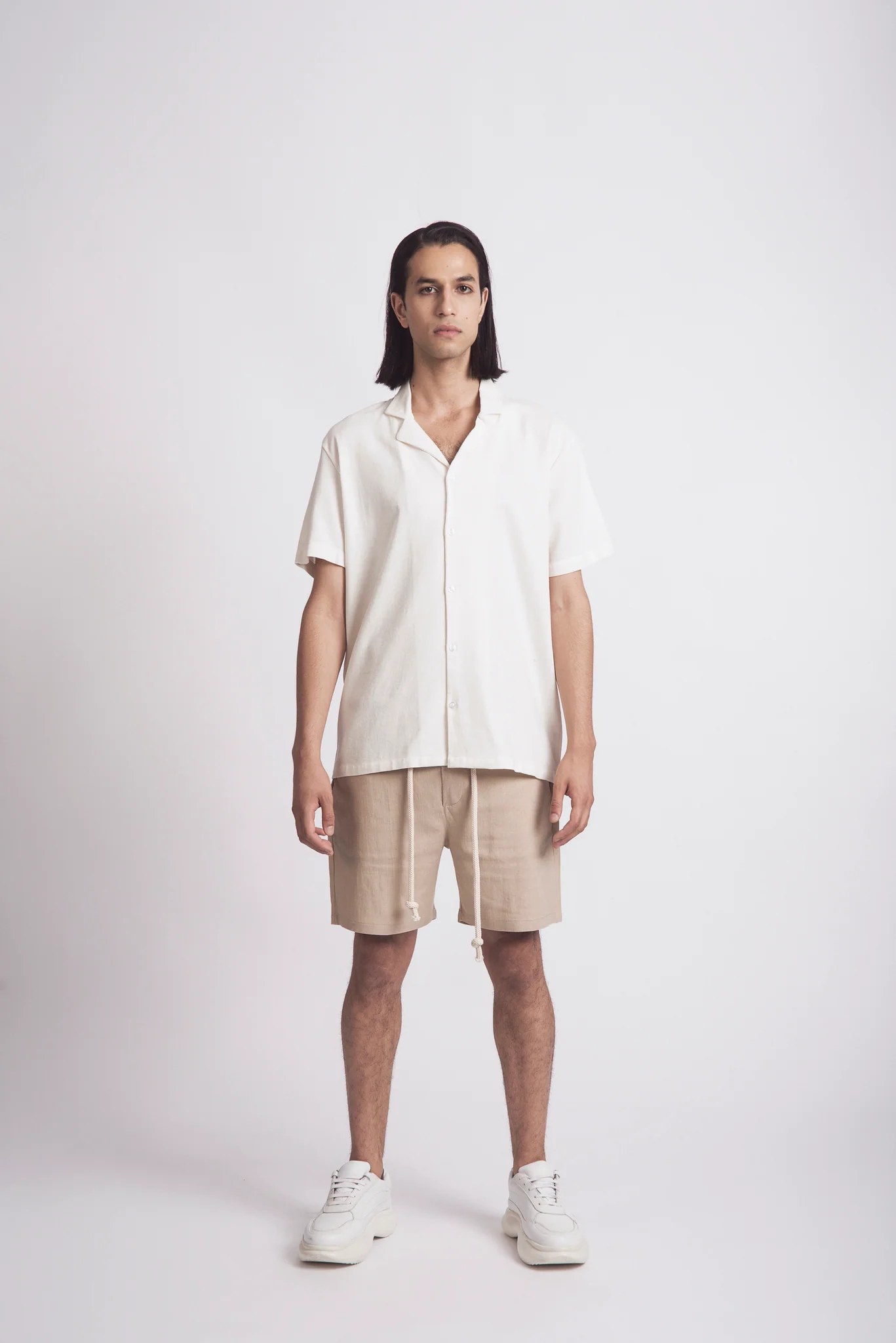 SHORT SLEEVE CAMP-COLLAR LINEN SHIRT