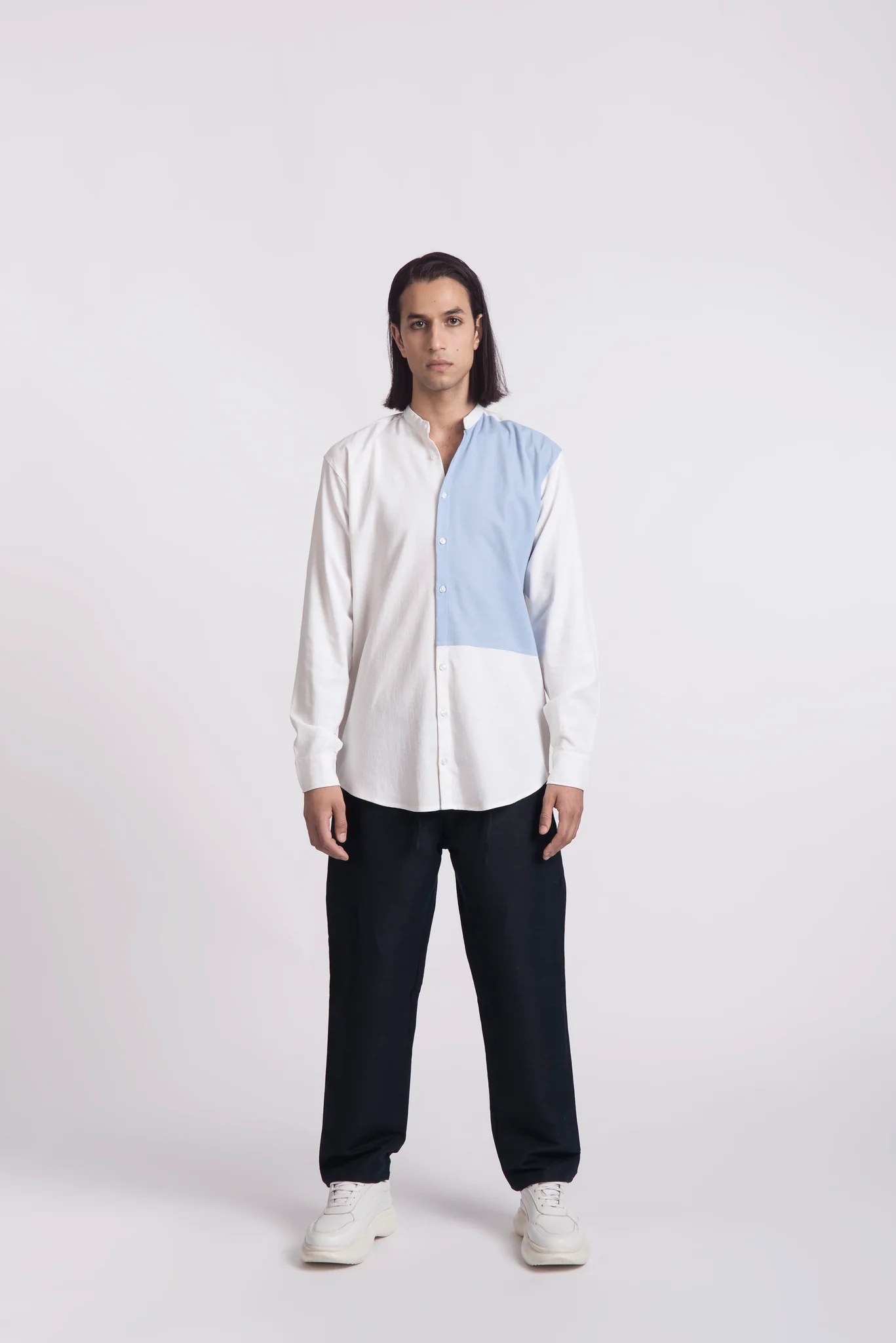 PANEL COLLARLESS SHIRT