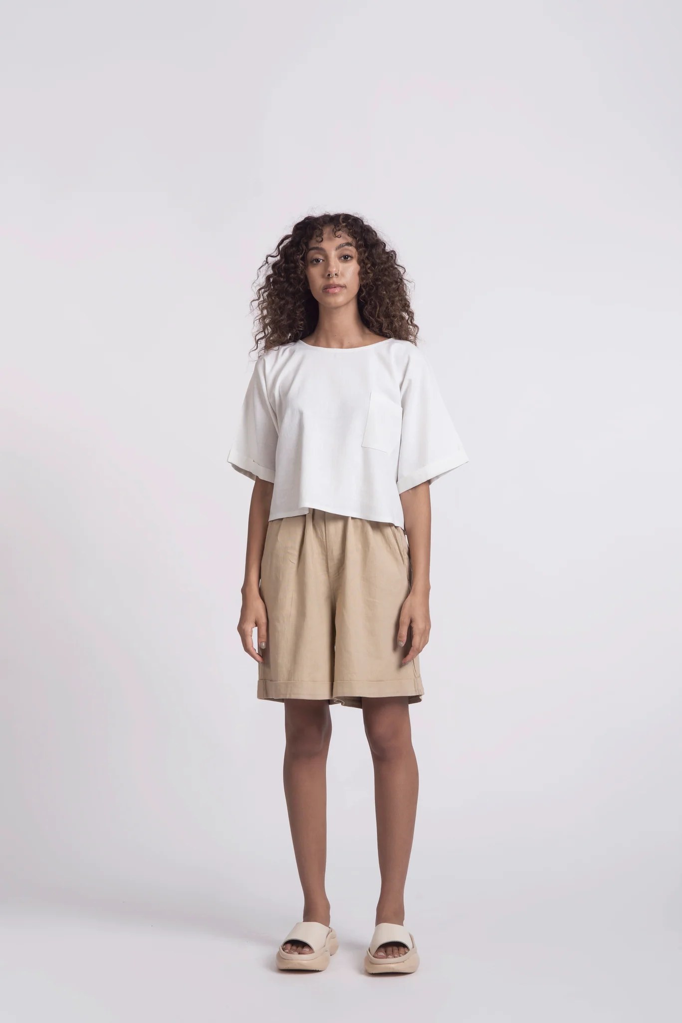LINEN CROPPED TOP