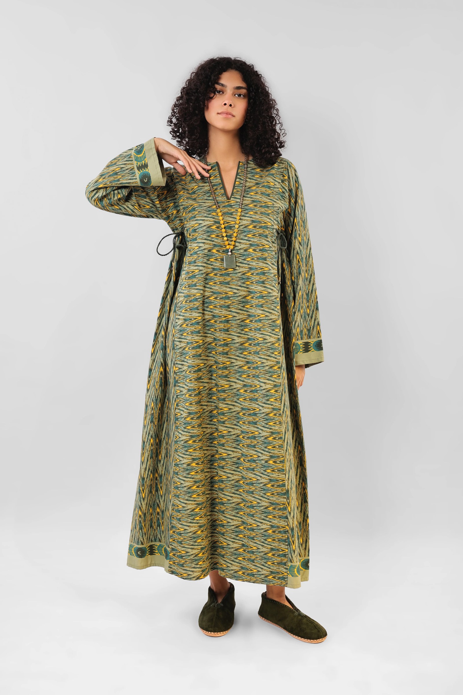 Jellabiya style dress with side adjustable ties