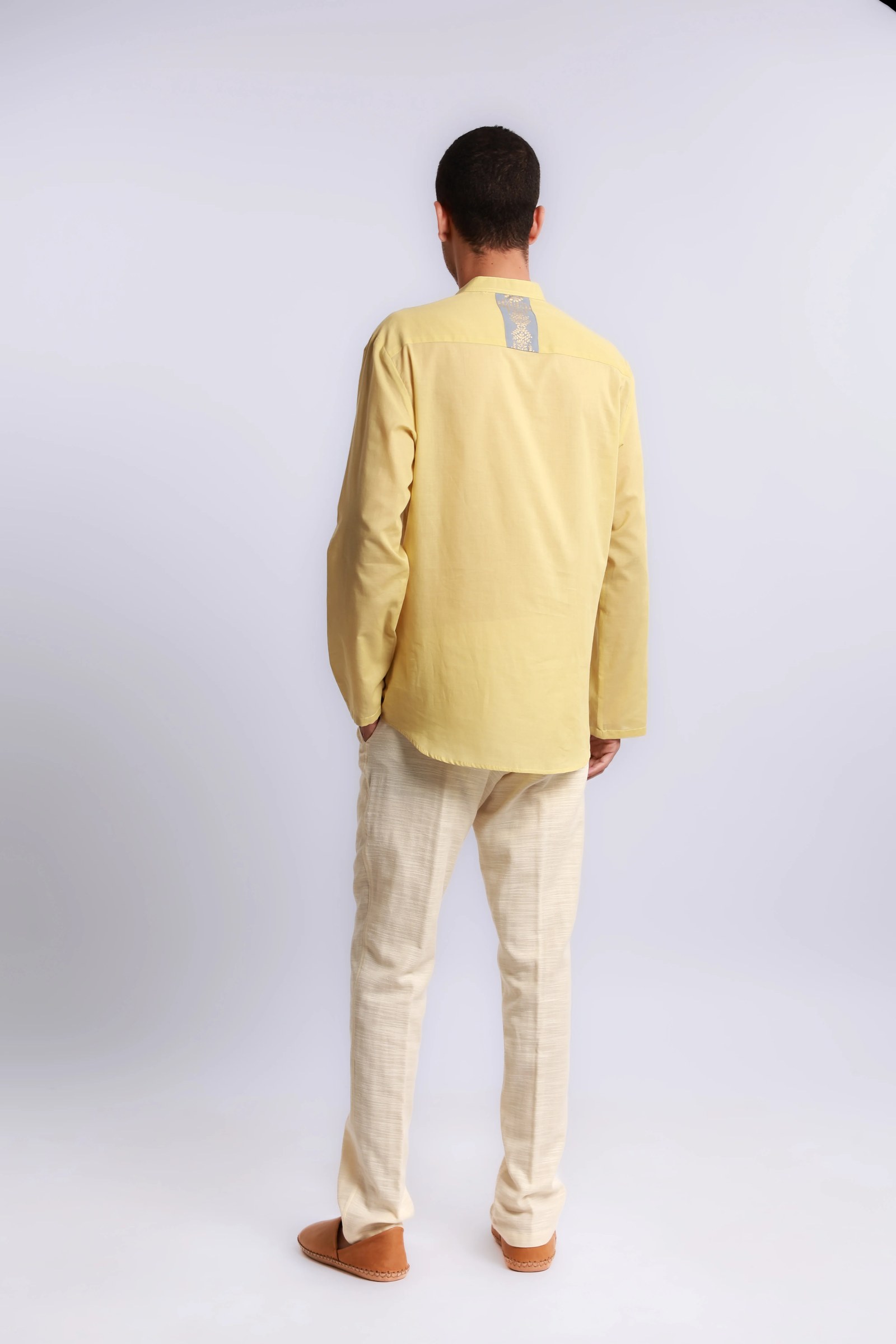 Refined slub cotton pants