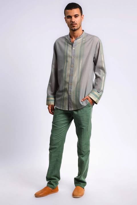 Refined slub cotton pants