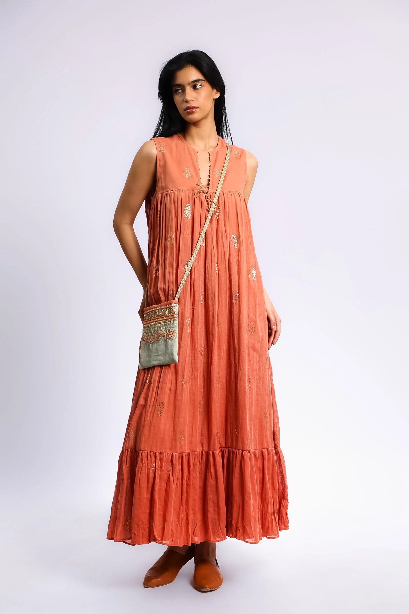 Printed Egyptian cotton gauze dress
