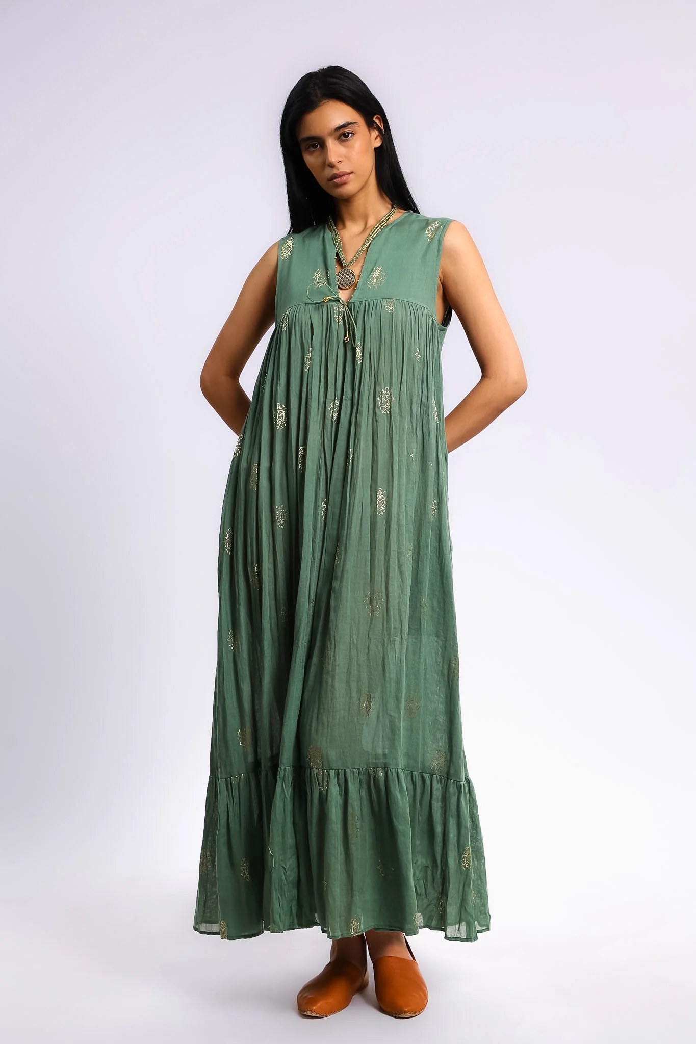Printed Egyptian cotton gauze dress