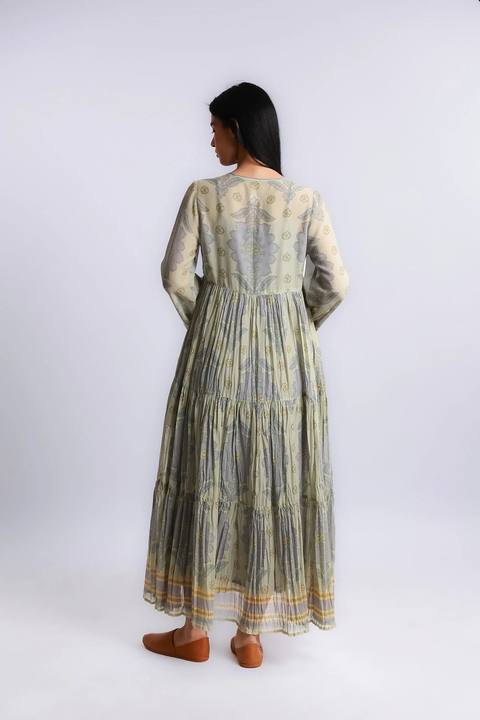 Flow tiered cotton voile maxi dress