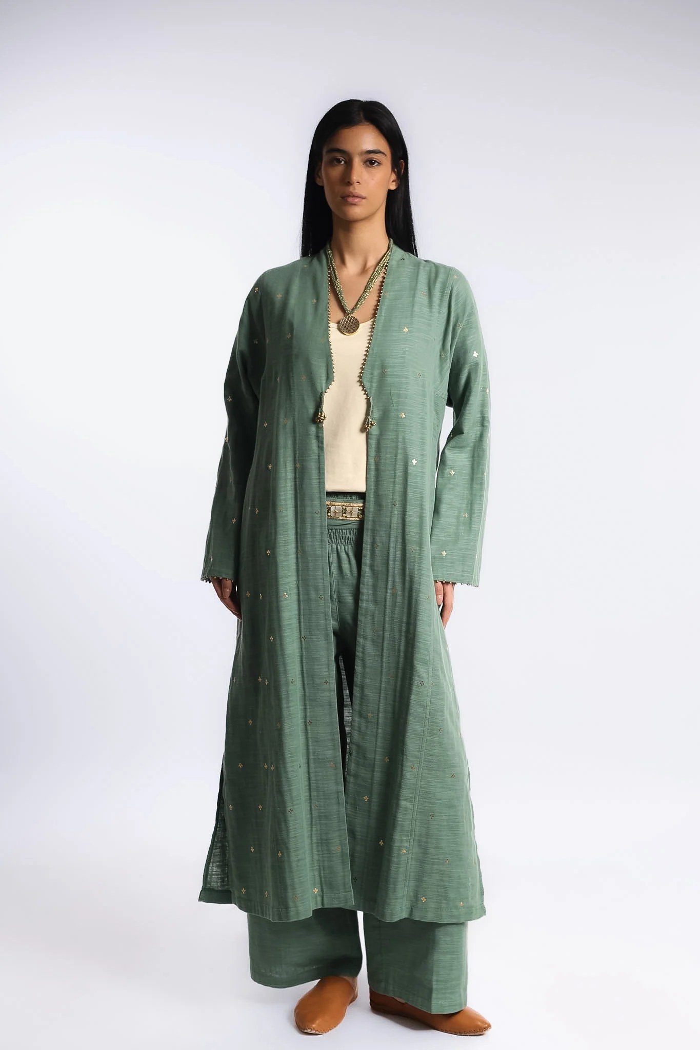 Luminous Egyptian cotton slub long coat