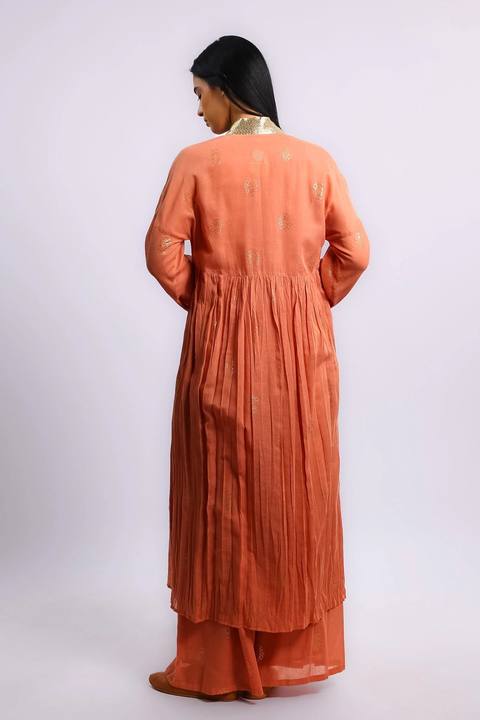 Gold printed Egyptian cotton gauze coat