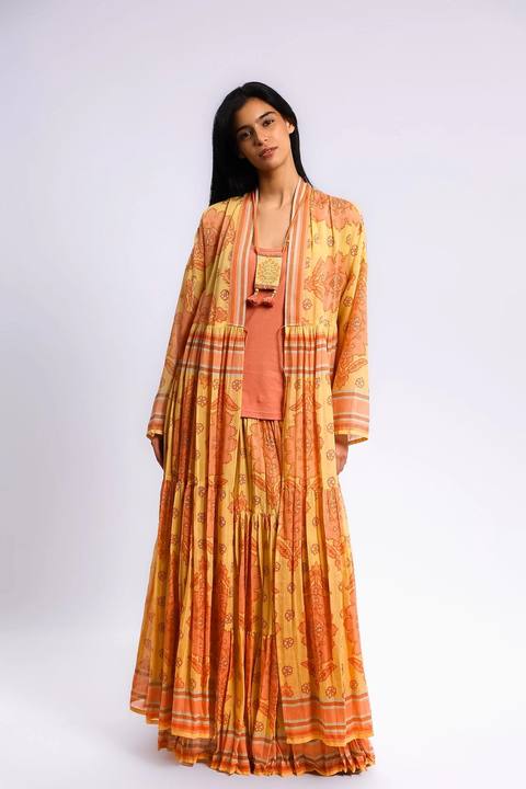 Long teared Egyptian cotton voile coat