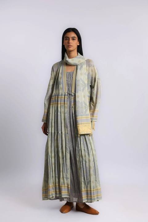 Long teared Egyptian cotton voile coat