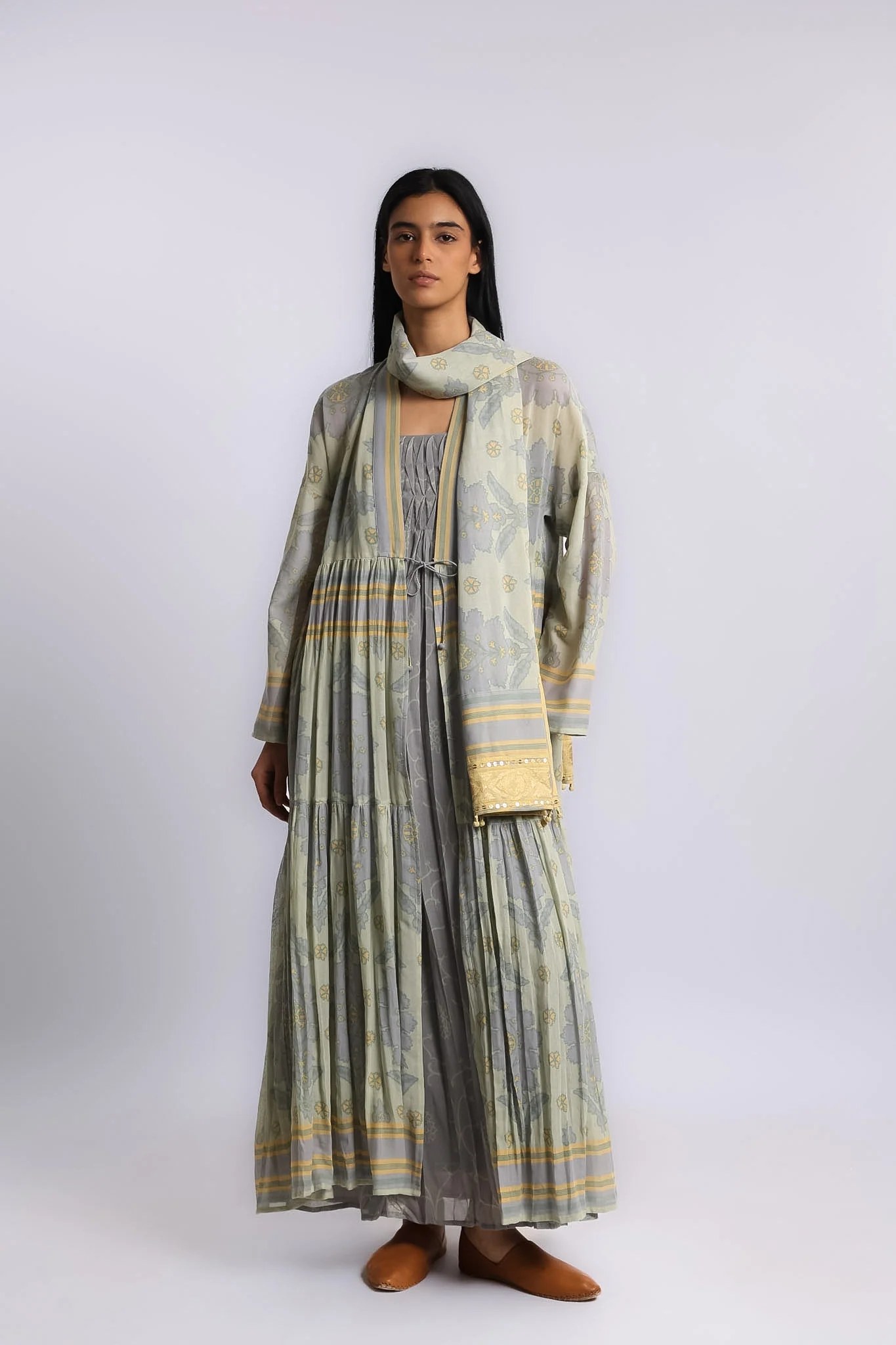 Long teared Egyptian cotton voile coat