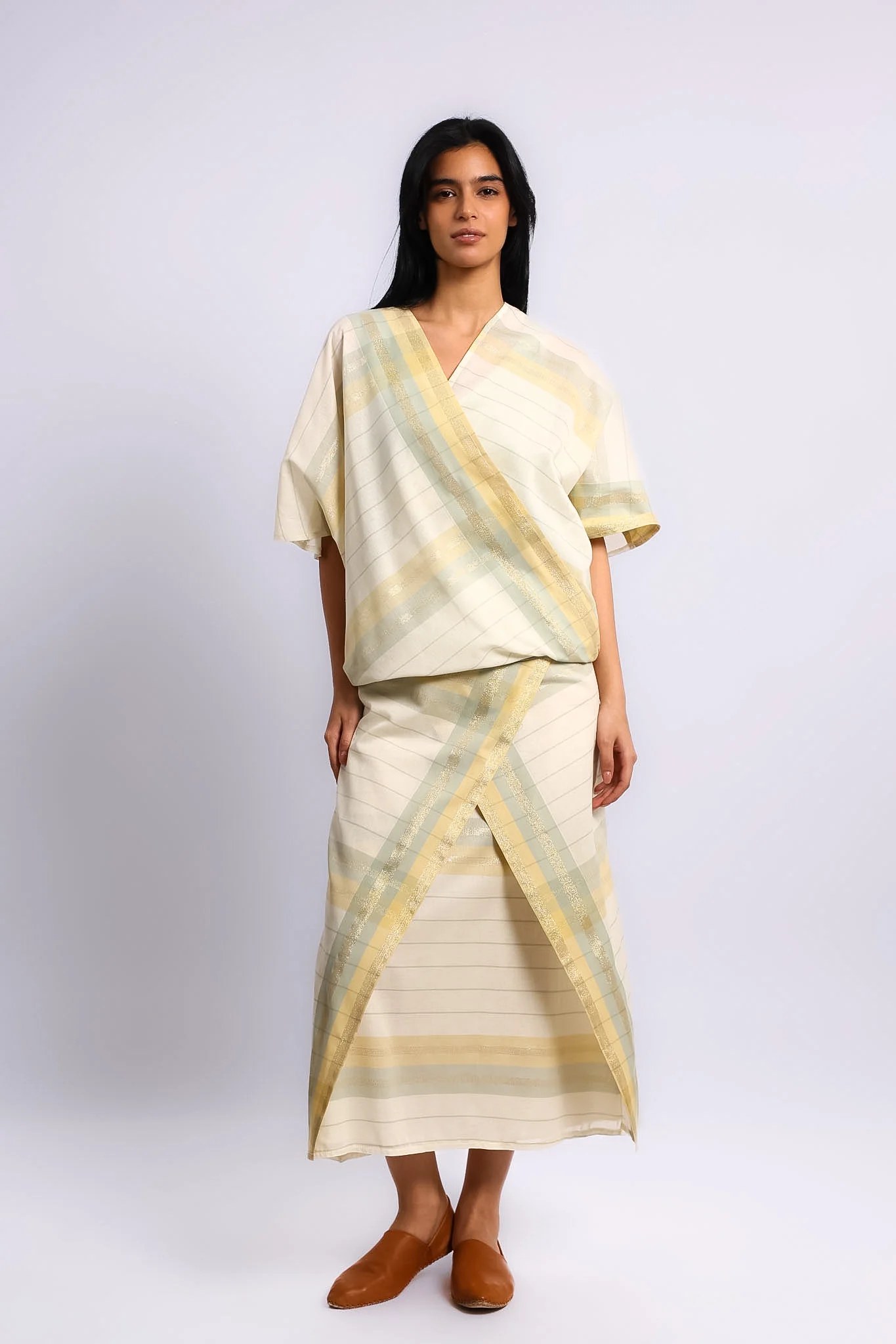 Woven crossover top