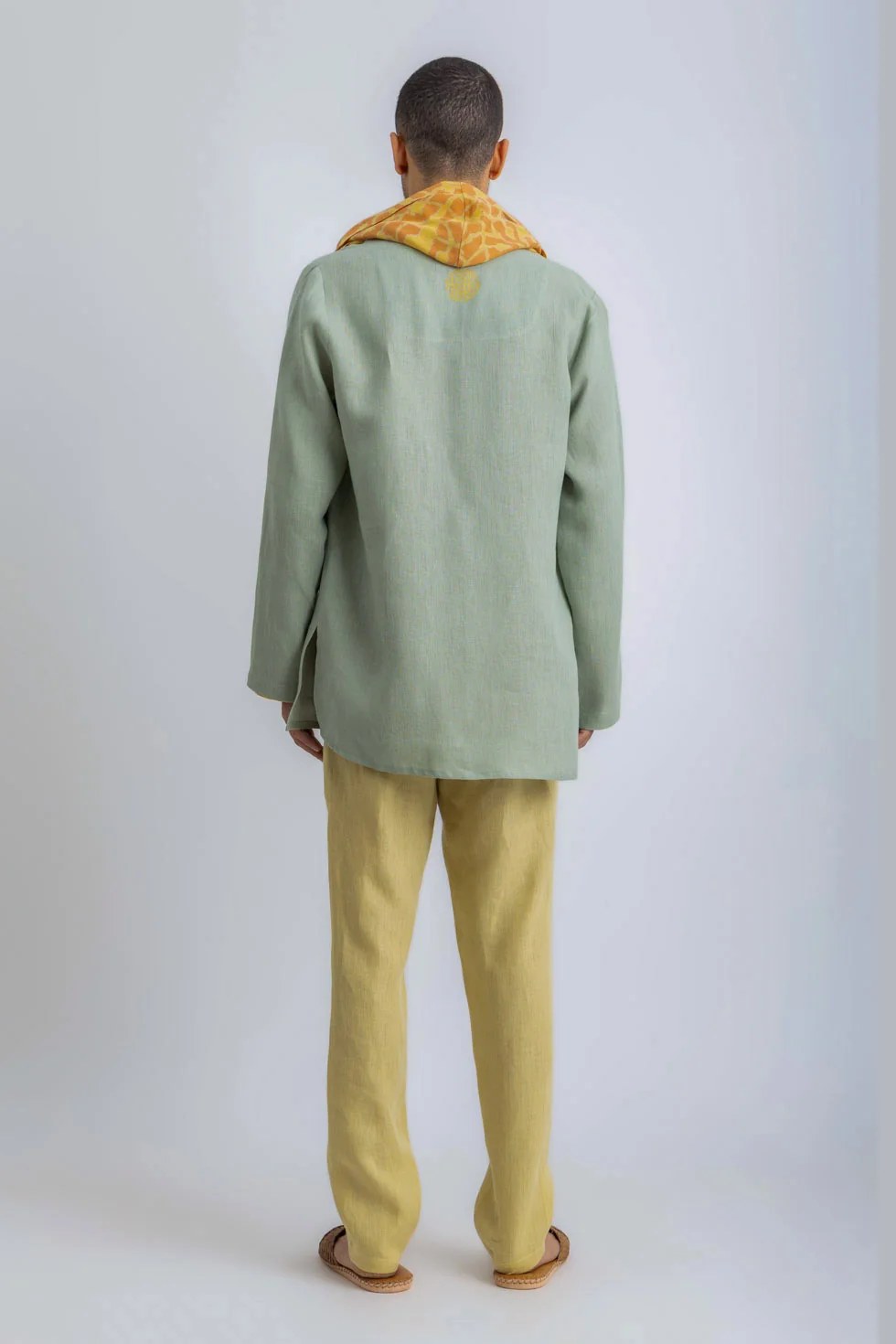 Linen high collar jacket