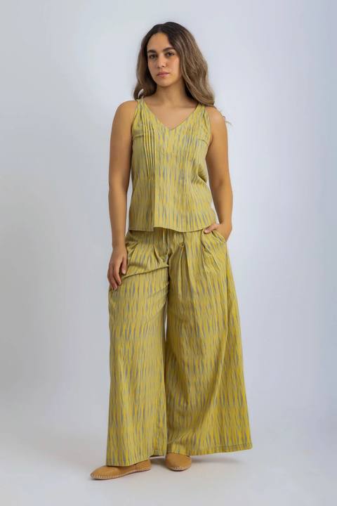 Printed Egyptian cotton wide leg pants