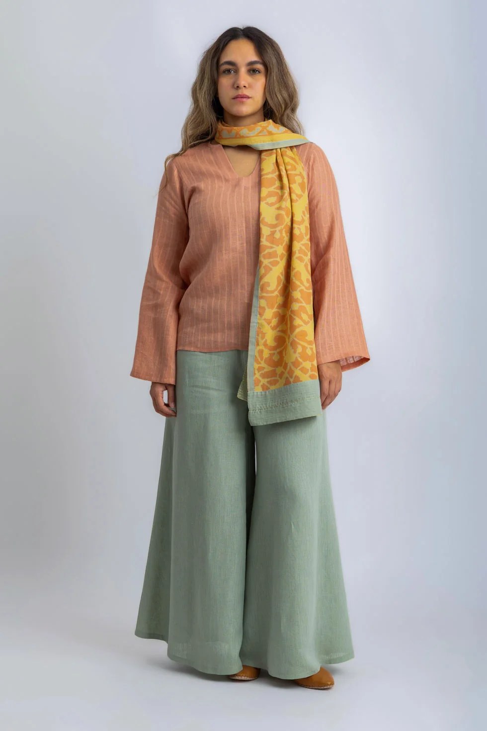 Printed Egyptian cotton voile luxury shawl with tassels