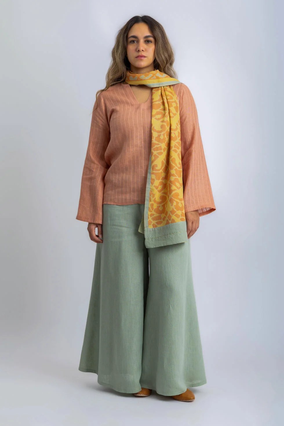 Printed Egyptian cotton voile luxury shawl with tassels