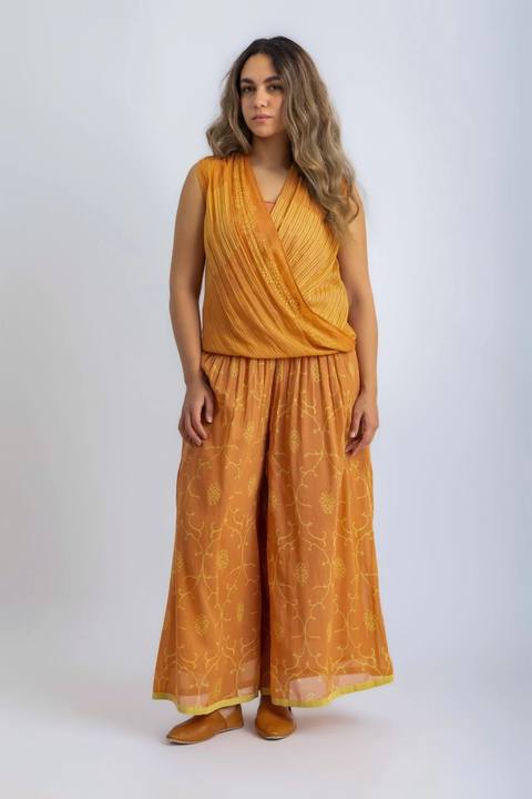 Wrap top in light printed voile