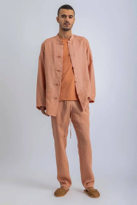 Linen straight leg pants with pockets