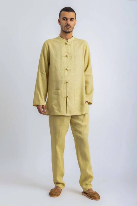 Linen straight leg pants with pockets