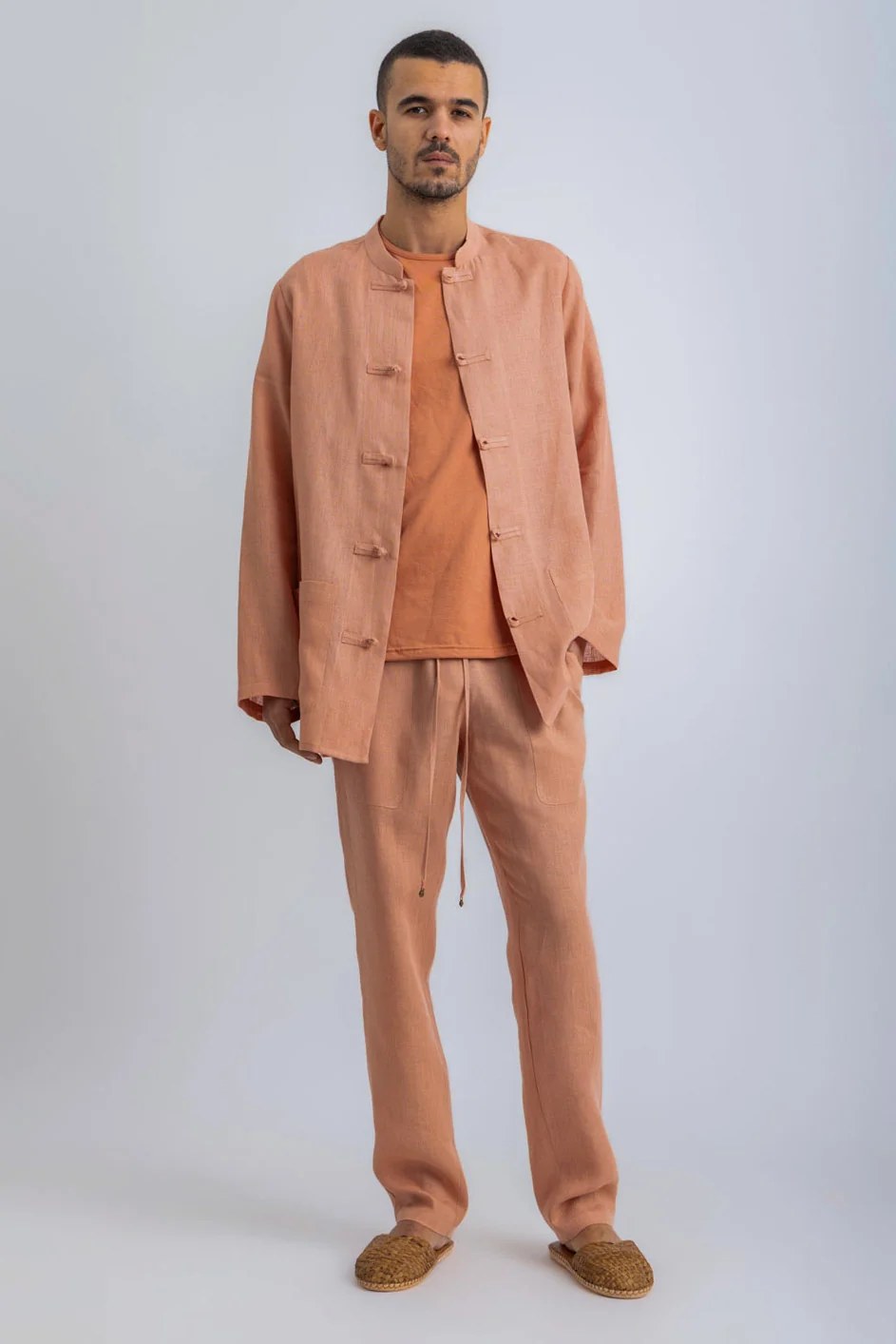 Linen straight leg pants with pockets