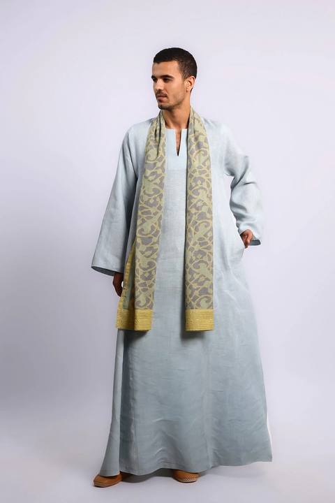 Linen jellabiya with side pockets
