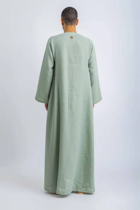 Linen jellabiya with side pockets
