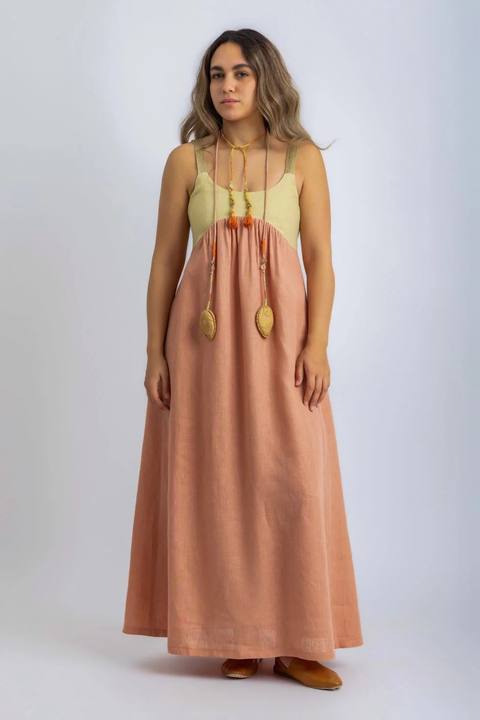 Color-Block linen dress