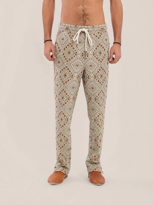 Printed elastic waistband quilted Pants
