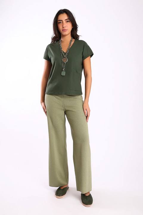 Reversible straight leg pants in cotton blend jacquard