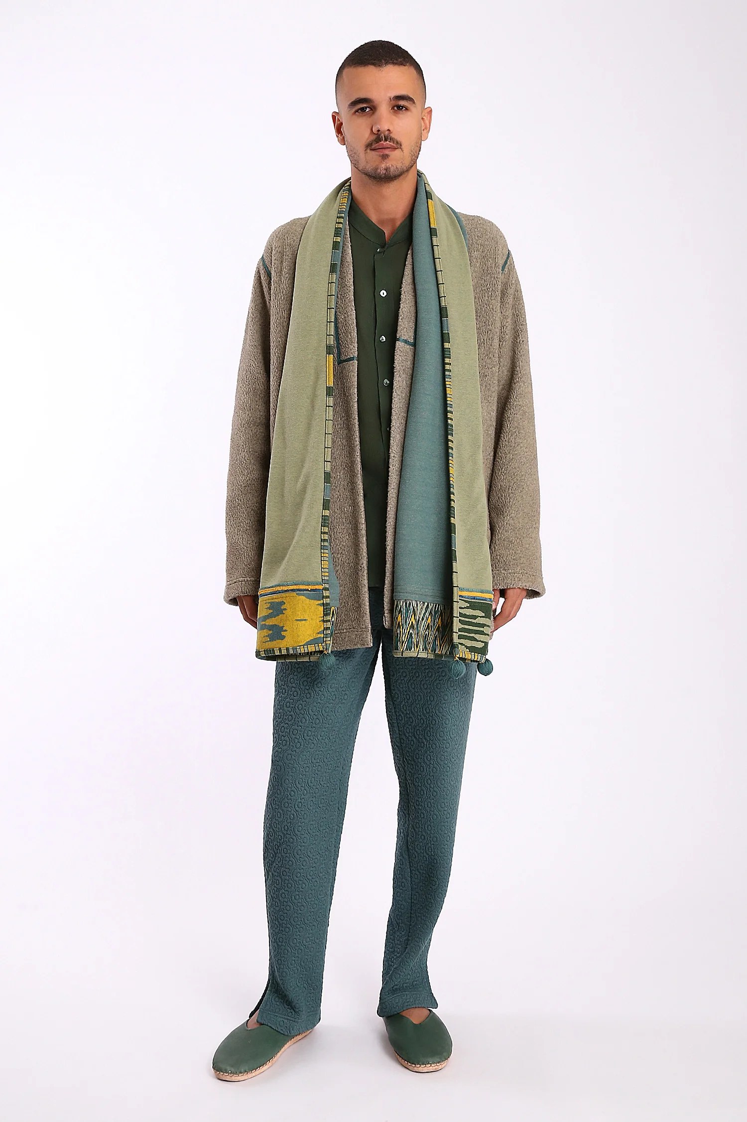 Sweatpants in quilted cotton blend with elastic waist