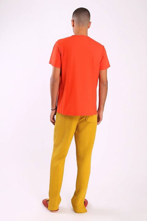 Sweatpants in quilted cotton blend with elastic waist