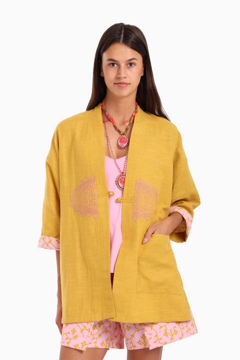 Embroidered short jacket in Egyptian cotton
