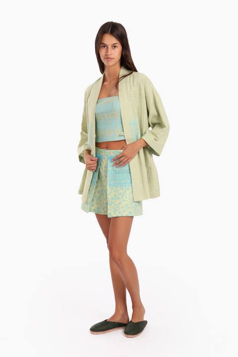 Embroidered short jacket in Egyptian cotton