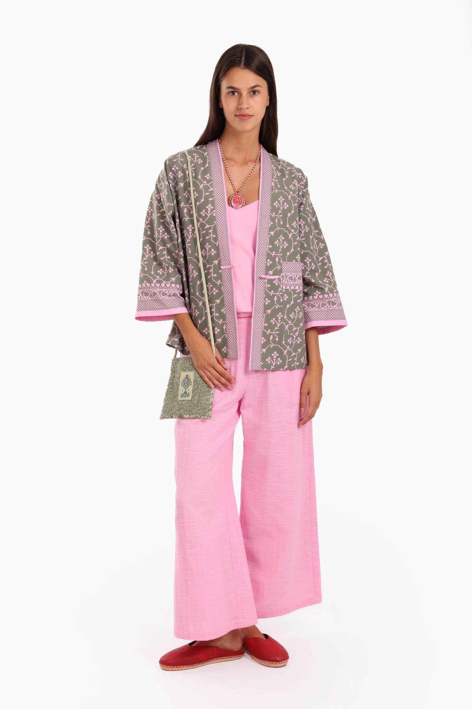 Short jacket in printed Egyptian cotton