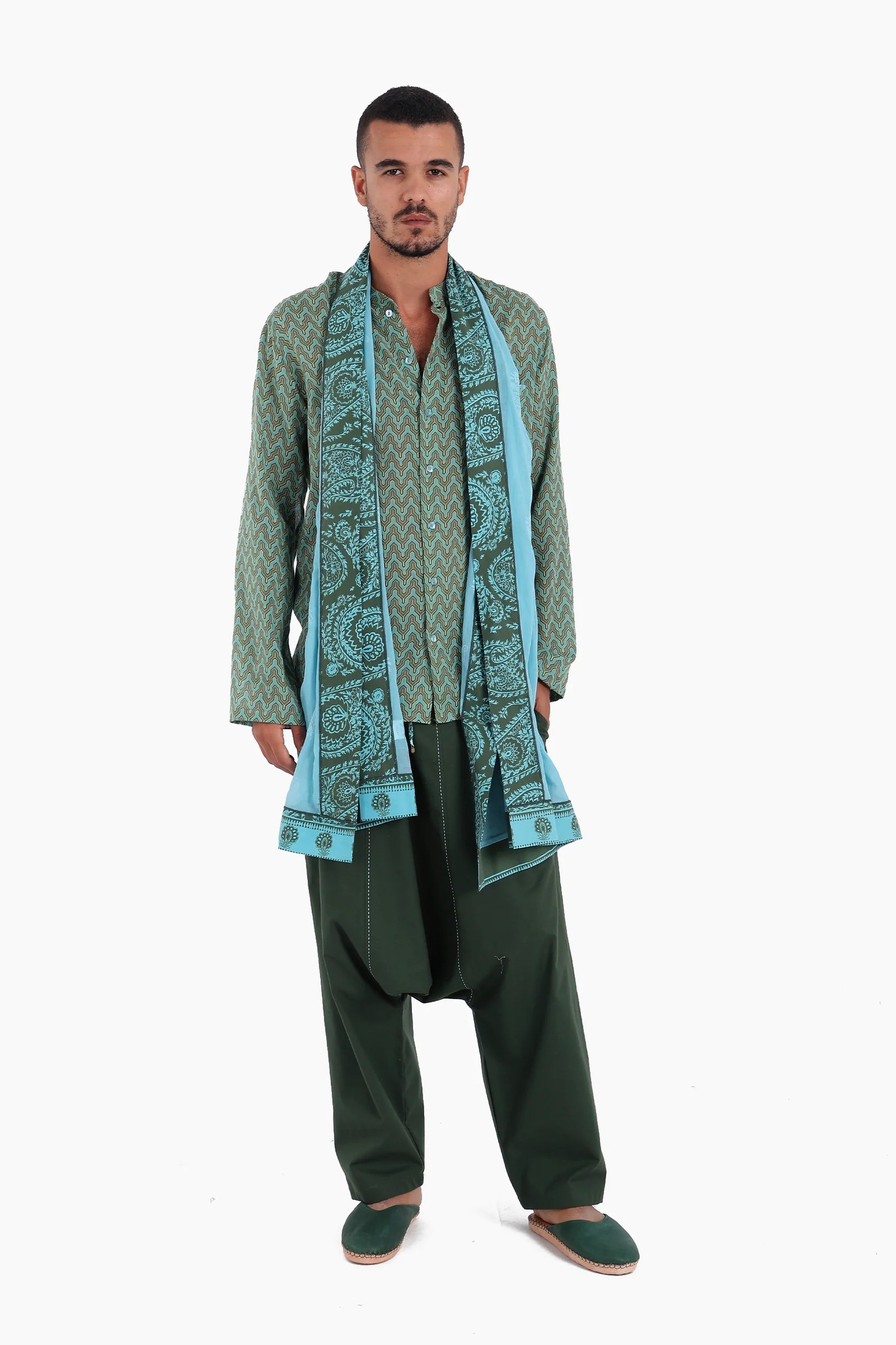Harem pants in cotton with elastic waist and pockets