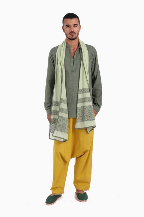 Harem pants in cotton with elastic waist and pockets