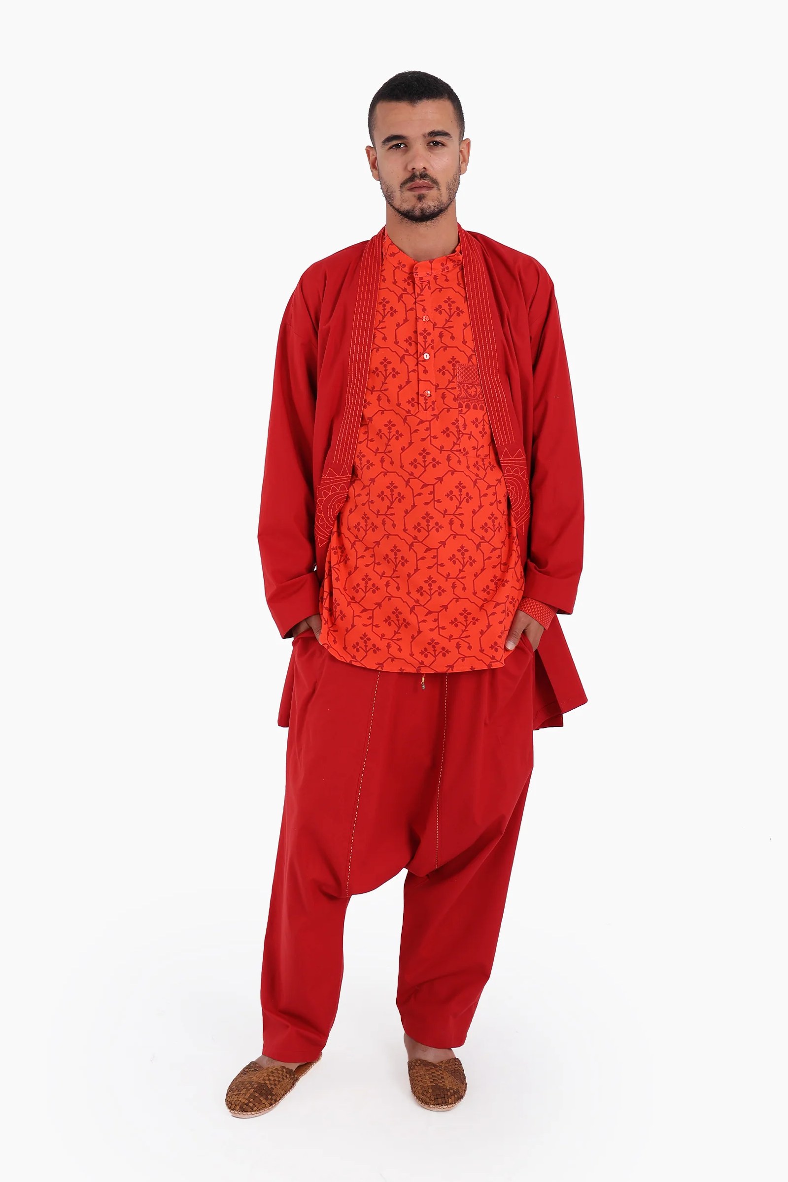 Long sleeves shirt in printed Egyptian cotton