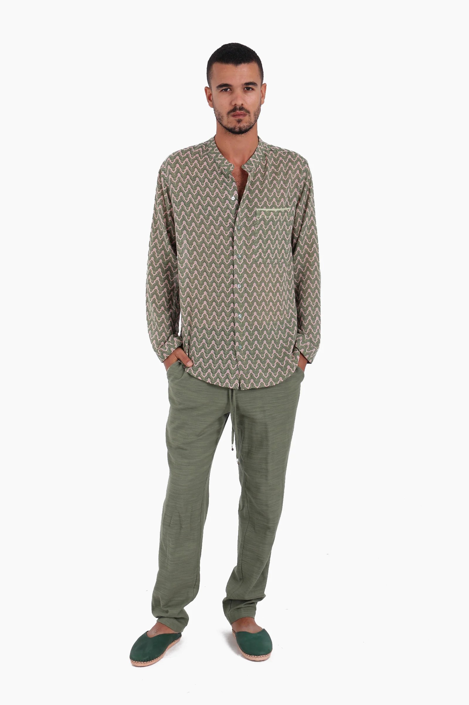 Shirt in printed Egyptian cotton gauze