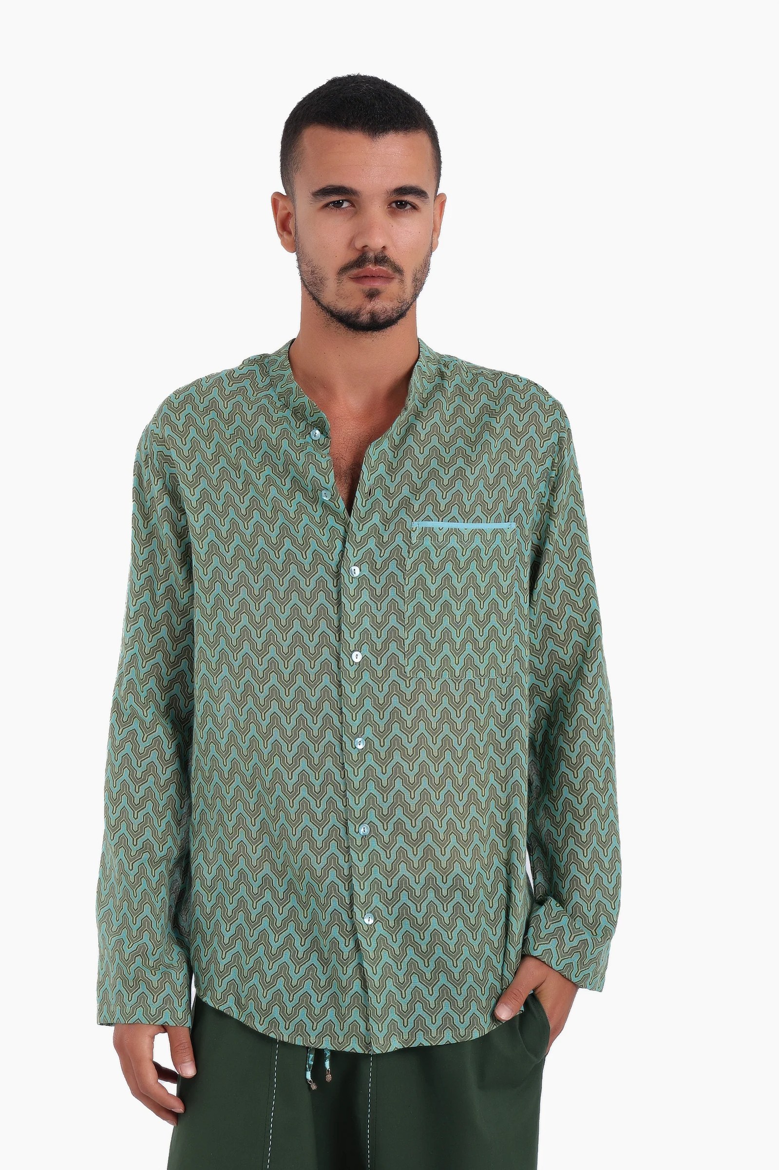 Shirt in printed Egyptian cotton gauze
