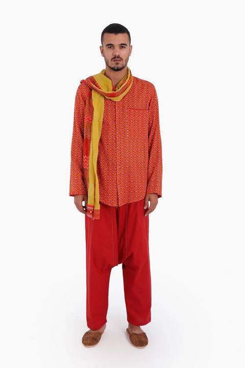 Shirt in printed Egyptian cotton gauze