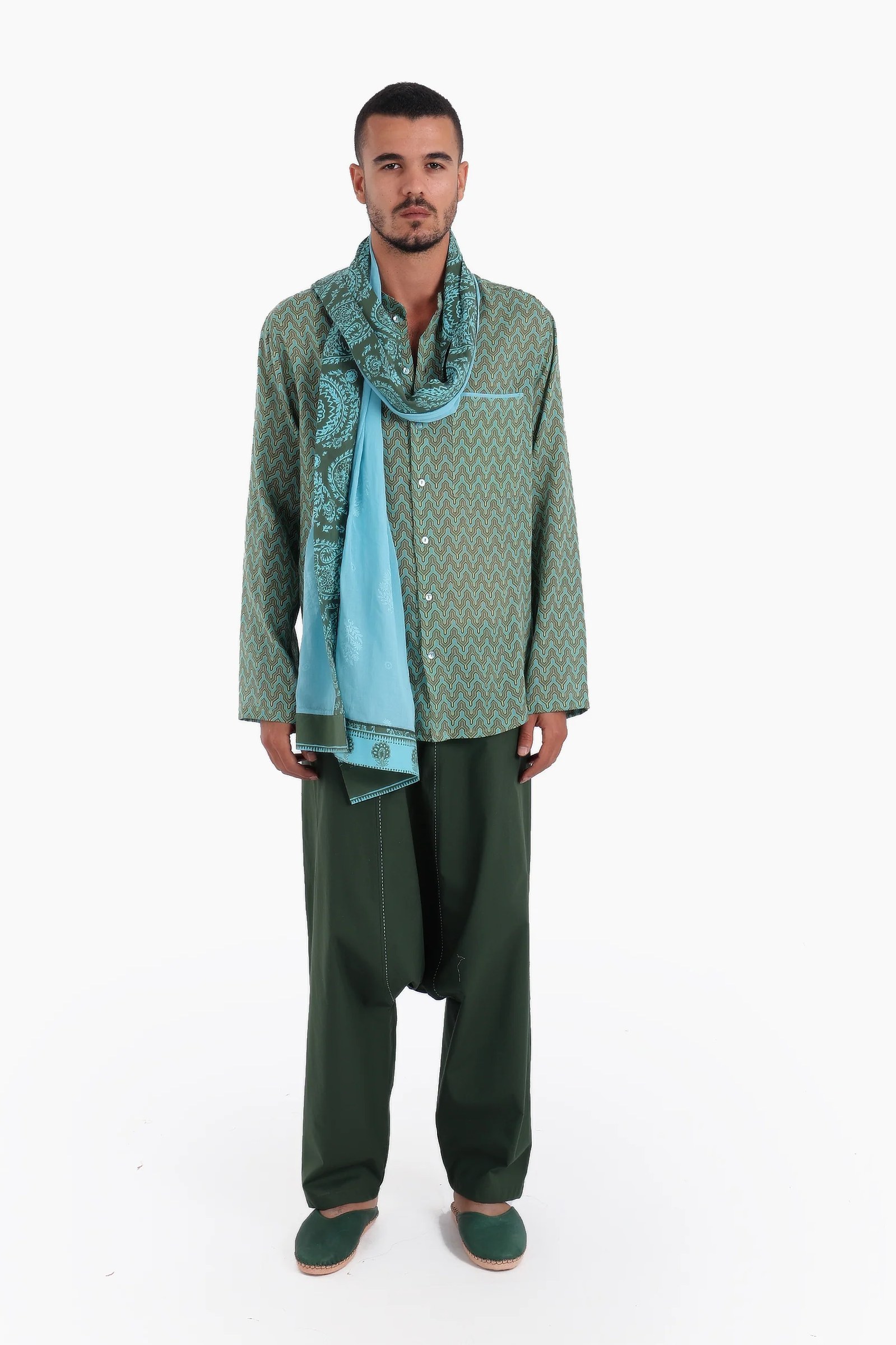 Shirt in printed Egyptian cotton gauze