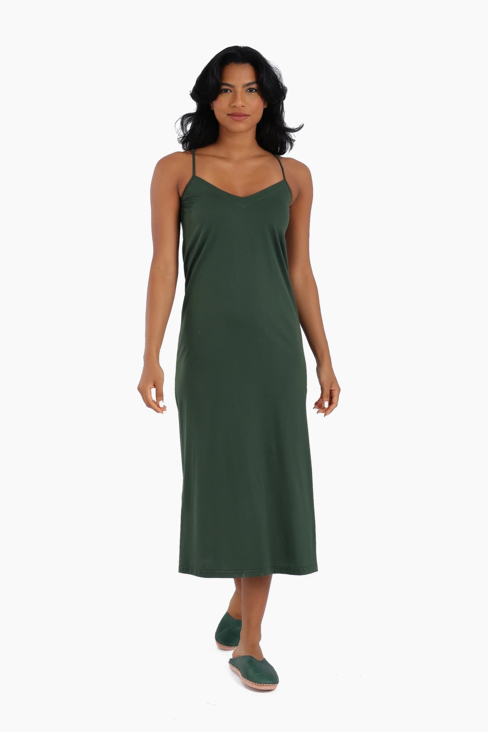 Egyptian cotton jersey maxi dress with adjustable straps