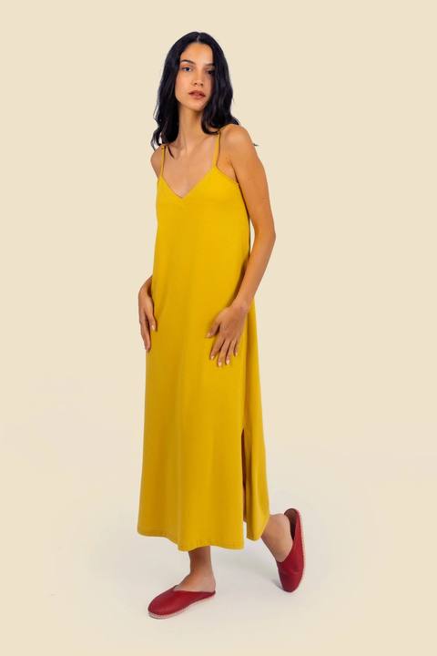 Egyptian cotton jersey maxi dress with adjustable straps