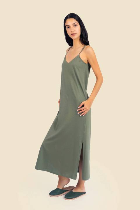 Egyptian cotton jersey maxi dress with adjustable straps